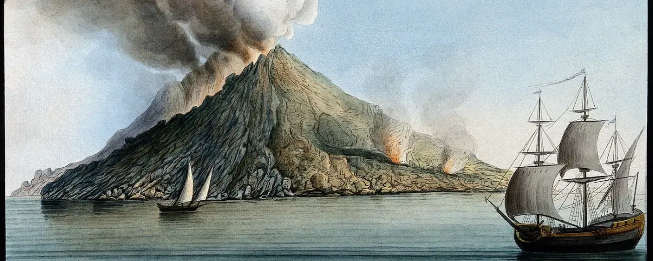 The Island of Stromboli, SMoke erupting from its peak Peter Fabris
